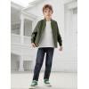 imageWULFUL Boys Bomber Jackets Kids Spring Fall Zip Up Varsity Windbreak JacketsArmy Green
