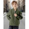 imageWULFUL Boys Bomber Jackets Kids Spring Fall Zip Up Varsity Windbreak JacketsArmy Green
