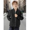 imageWULFUL Boys Bomber Jackets Kids Spring Fall Zip Up Varsity Windbreak JacketsBlack
