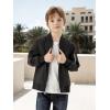 imageWULFUL Boys Bomber Jackets Kids Spring Fall Zip Up Varsity Windbreak JacketsBlack