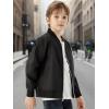 imageWULFUL Boys Bomber Jackets Kids Spring Fall Zip Up Varsity Windbreak JacketsBlack