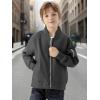 imageWULFUL Boys Bomber Jackets Kids Spring Fall Zip Up Varsity Windbreak JacketsDark Grey