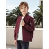 imageWULFUL Boys Bomber Jackets Kids Spring Fall Zip Up Varsity Windbreak JacketsWine Red