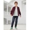 imageWULFUL Boys Bomber Jackets Kids Spring Fall Zip Up Varsity Windbreak JacketsWine Red