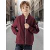 imageWULFUL Boys Bomber Jackets Kids Spring Fall Zip Up Varsity Windbreak JacketsWine Red