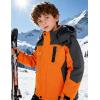 imageWULFUL Boys Waterproof Ski Jackets Warm Fleece Lined Hooded Winter Snow CoatOrange Grey