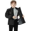 imageWULFUL Boys Waterproof Ski Snow Jacket Winter Thick Fleece Jacket Outdoor Windproof CoatBlack
