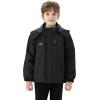imageWULFUL Boys Waterproof Ski Snow Jacket Winter Thick Fleece Jacket Outdoor Windproof CoatBlack
