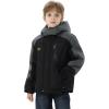 imageWULFUL Boys Waterproof Ski Snow Jacket Winter Thick Fleece Jacket Outdoor Windproof CoatBlackgrey