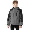 imageWULFUL Boys Waterproof Ski Snow Jacket Winter Thick Fleece Jacket Outdoor Windproof CoatDark Greyblack