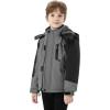imageWULFUL Boys Waterproof Ski Snow Jacket Winter Thick Fleece Jacket Outdoor Windproof CoatDark Greyblack