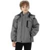imageWULFUL Boys Waterproof Ski Snow Jacket Winter Thick Fleece Jacket Outdoor Windproof CoatGrey