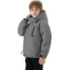 imageWULFUL Boys Waterproof Ski Snow Jacket Winter Thick Fleece Jacket Outdoor Windproof CoatGrey