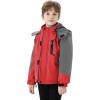 imageWULFUL Boys Waterproof Ski Snow Jacket Winter Thick Fleece Jacket Outdoor Windproof CoatRed Grey