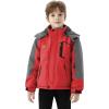imageWULFUL Boys Waterproof Ski Snow Jacket Winter Thick Fleece Jacket Outdoor Windproof CoatRed Grey