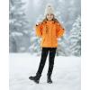 imageWULFUL Girls Waterproof Ski Jacket Warm Fleece Hooded Winter Snow CoatOrange
