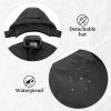 imageWULFUL Kids Waterproof Ski Jacket Warm Fleece Hooded Boys and Girls Winter Snow Coat OutwearWindproof RainCoatBlack
