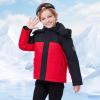 imageWULFUL Kids Waterproof Ski Jacket Warm Fleece Hooded Boys and Girls Winter Snow Coat OutwearWindproof RainCoatBlack Red