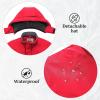 imageWULFUL Kids Waterproof Ski Jacket Warm Fleece Hooded Boys and Girls Winter Snow Coat OutwearWindproof RainCoatRed