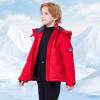 imageWULFUL Kids Waterproof Ski Jacket Warm Fleece Hooded Boys and Girls Winter Snow Coat OutwearWindproof RainCoatRed