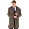imageWULFUL Men Wool Trench Coat Slim Fit Winter CoatCoffee Plaid