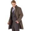 imageWULFUL Men Wool Trench Coat Slim Fit Winter CoatCoffee Plaid
