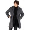imageWULFUL Men Wool Trench Coat Slim Fit Winter CoatGrey Plaid
