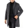 imageWULFUL Men Wool Trench Coat Slim Fit Winter CoatGrey Plaid