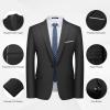 imageWULFUL Mens 2 Piece Slim Fit Suit Set One Button Blazer Jacket Pants Tuxedo Set for Party Wedding and BusinessBlack