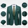 imageWULFUL Mens 2 Piece Slim Fit Suit Set One Button Blazer Jacket Pants Tuxedo Set for Party Wedding and BusinessBlackish Green