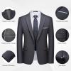imageWULFUL Mens 2 Piece Slim Fit Suit Set One Button Blazer Jacket Pants Tuxedo Set for Party Wedding and BusinessDark Grey