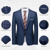 imageWULFUL Mens 2 Piece Slim Fit Suit Set One Button Blazer Jacket Pants Tuxedo Set for Party Wedding and BusinessNavy
