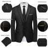 imageWULFUL Mens 3 Piece Slim Fit Suit Set Two Button Blazer Jacket Vest Pants Tuxedo Set for Party Wedding and BusinessBlack