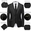 imageWULFUL Mens 3 Piece Slim Fit Suit Set Two Button Blazer Jacket Vest Pants Tuxedo Set for Party Wedding and BusinessBlack0368