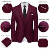 imageWULFUL Mens 3 Piece Slim Fit Suit Set Two Button Blazer Jacket Vest Pants Tuxedo Set for Party Wedding and BusinessBlanc Red