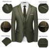 imageWULFUL Mens 3 Piece Slim Fit Suit Set Two Button Blazer Jacket Vest Pants Tuxedo Set for Party Wedding and BusinessBrown