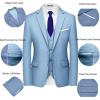 imageWULFUL Mens 3 Piece Slim Fit Suit Set Two Button Blazer Jacket Vest Pants Tuxedo Set for Party Wedding and BusinessLight Blue