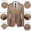 imageWULFUL Mens 3 Piece Slim Fit Suit Set Two Button Blazer Jacket Vest Pants Tuxedo Set for Party Wedding and BusinessLight Brown