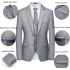 imageWULFUL Mens 3 Piece Slim Fit Suit Set Two Button Blazer Jacket Vest Pants Tuxedo Set for Party Wedding and BusinessLight Gray