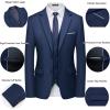 imageWULFUL Mens 3 Piece Slim Fit Suit Set Two Button Blazer Jacket Vest Pants Tuxedo Set for Party Wedding and BusinessNavy