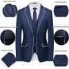 imageWULFUL Mens 3 Piece Slim Fit Suit Set Two Button Blazer Jacket Vest Pants Tuxedo Set for Party Wedding and BusinessNavy0368