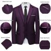 imageWULFUL Mens 3 Piece Slim Fit Suit Set Two Button Blazer Jacket Vest Pants Tuxedo Set for Party Wedding and BusinessPurple