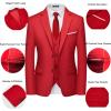 imageWULFUL Mens 3 Piece Slim Fit Suit Set Two Button Blazer Jacket Vest Pants Tuxedo Set for Party Wedding and BusinessRed