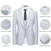 imageWULFUL Mens 3 Piece Slim Fit Suit Set Two Button Blazer Jacket Vest Pants Tuxedo Set for Party Wedding and BusinessWhite