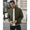 imageWULFUL Mens Bomber Jacket Lightweight Casual Windbreaker Zip Up Coat with PocketArmy Green