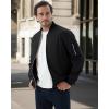 imageWULFUL Mens Bomber Jacket Lightweight Casual Windbreaker Zip Up Coat with PocketBlack