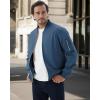imageWULFUL Mens Bomber Jacket Lightweight Casual Windbreaker Zip Up Coat with PocketBlue