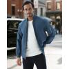 imageWULFUL Mens Bomber Jacket Lightweight Casual Windbreaker Zip Up Coat with PocketBlue