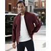 imageWULFUL Mens Bomber Jacket Lightweight Casual Windbreaker Zip Up Coat with PocketBurgundy