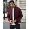 imageWULFUL Mens Bomber Jacket Lightweight Casual Windbreaker Zip Up Coat with PocketBurgundy